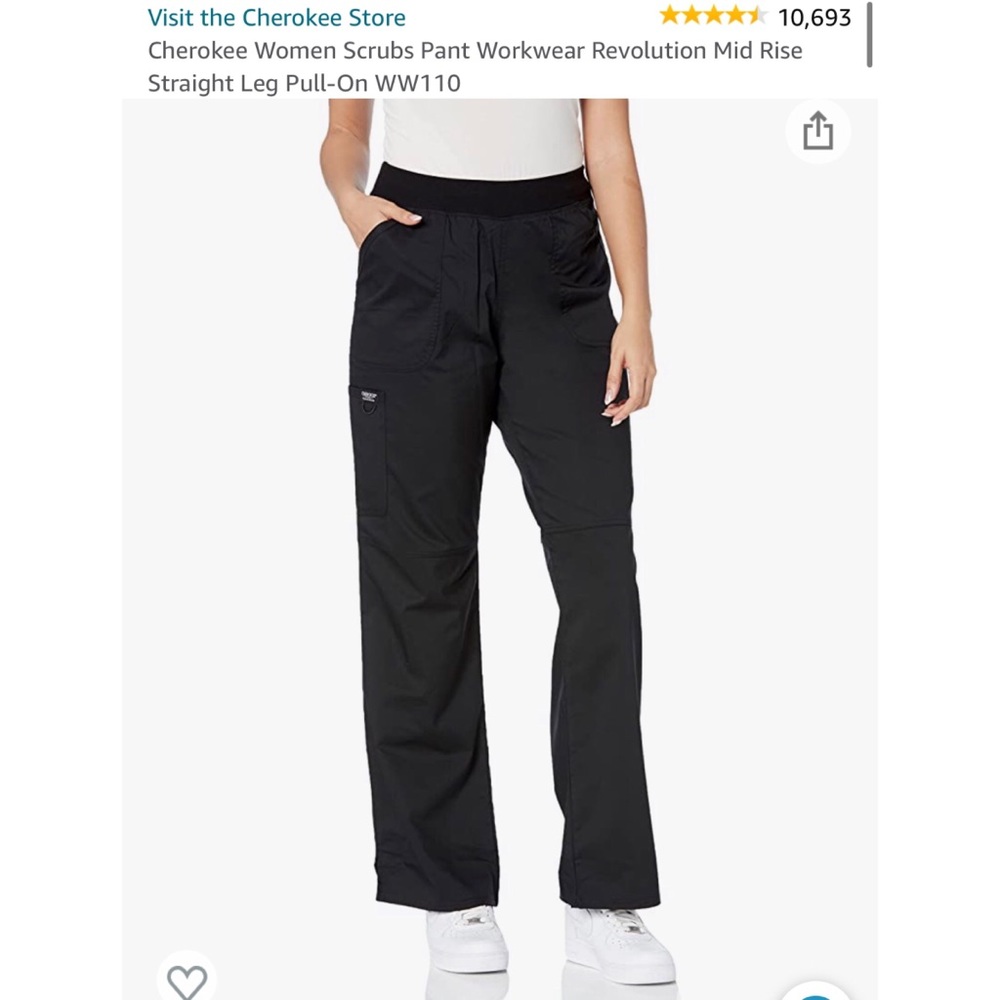 Cherokee Women Scrubs Pant Workwear Revolution Mid Rise Straight Leg Pull-On